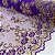 TULE BORADADO RENDA CORD FIO METALICO | 1,30m | Roxo / Dourado - Imagem 5