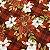 Tricoline Estampada Natalino | 0,50cm X 1,50m | Flores Natalinas Vermelho - Imagem 2