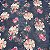 TULE COM ELASTANO ROMANCE DIGITAL | 1,60m | Floral azul Marinho 02 - Imagem 2