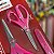 Kit com 3 Tesouras Profissionais de Aço Circulo para Corte e Costura, Artesanato, Patchwork - Rosa 10 - Imagem 3
