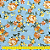 Tecido Oxford Estampado | 1m X 1,47 | Floral Laranja Fundo Azul HO3360-1 - Imagem 4