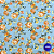 Tecido Oxford Estampado | 1m X 1,47 | Floral Laranja Fundo Azul HO3360-1 - Imagem 1
