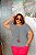 T-SHIRT PLUS SIZE FLOR I LOVE DTF CINZA - Imagem 1