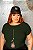T-SHIRT PLUS SIZE FLOR I LOVE DTF VERDE MILITAR - Imagem 1