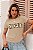 T-SHIRT VOGUE ANIMAL PRINT DTF BEGE - Imagem 1