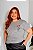 T-SHIRT PLUS SIZE FLORES CLEMATIS DTF CINZA XG - Imagem 1