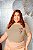 T-SHIRT PLUS SIZE FLORES CLEMATIS DTF BEGE XG - Imagem 1