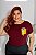 T-SHIRT PLUS SIZE ALEGRIA DIVERTIDAMENTE DTF MARSALA XG - Imagem 1