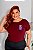 T-SHIRT PLUS SIZE MEDO DIVERTIDAMENTE DTF MARSALA XG - Imagem 1