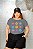 T-SHIRT PLUS SIZE FLORES MARGARIDAS DTF CINZA XG - Imagem 1