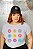 T-SHIRT PLUS SIZE FLORES MARGARIDAS DTF BRANCO XG - Imagem 1