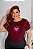 T-SHIRT PLUS SIZE CORAÇÕES DTF MARSALA XG - Imagem 1