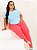 T-SHIRT PLUS SIZE BORBOLETAS COLORIDAS DTF AZUL BEBÊ XG - Imagem 1