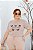T-SHIRT PLUS SIZE HAPPINESS BORBOLETAS DTF BEGE XG - Imagem 1