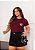 T-SHIRT PLUS SIZE COW PRINT CORAÇÃO DTF MARSALA XG - Imagem 1