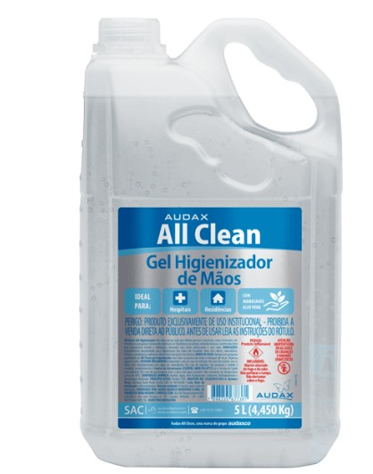 Alcool 70º Gel 5l Antisseptico All Clean Audax (4,45kg) - Imagem 1