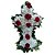 Cruz de Flores Naturais, Formato adaptado. Cor predominante branca com Rosas Vermelhas. - Imagem 1