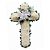 Cruz de Flores Naturais, Formato adaptado. Cor predominante branca com Rosas - Imagem 1