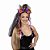 Tiara Espanhola Caveira Mexicana com Véu e Flor Acessório Fantasia Festa Halloween Dia de Los Muertos Noite Zumbi Carnaval Bloquinho - Imagem 1