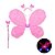 Kit Asa de Borboleta com Led Asinha de Fada Infantil com Tiara e Varinha Brilha no Escuro Fantasia Festa Carnaval Dia das Crianças Presente Menina - Imagem 3