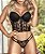 Conjunto Lingerie Cropped Rendado Com Tule Preto - Imagem 1