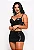 Conjunto Preto 3 Peças Com Cropped Sem Bojo, Calcinha e Mini Saia - Imagem 1
