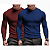 Kit 2 Camisetas Manga Longa Masculina Malha Canelada Slim - Imagem 1