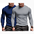 Kit 2 Camisetas Manga Longa Masculina Malha Canelada Slim - Imagem 5