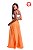 Saia Longa Rodada Com Hotpant Laranja Com Lurex Prata - Imagem 3