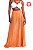 Saia Longa Rodada Com Hotpant Laranja Com Lurex Prata - Imagem 4