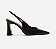 Scarpin Preto Couro Salto Alto Flare Slingback - Imagem 1