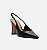 Scarpin Preto Couro Salto Alto Flare Slingback - Imagem 1