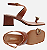 Sandalia Arezzo Marrom Couro Salto Bloco Metal Bold - Imagem 2