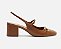 Scarpin Marrom Couro Salto Bloco Bridão Slingback - Imagem 2