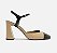 Scarpin Multineutro Couro Salto Bloco Fivela Slingback Cap Toe Preto - Imagem 2