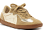 Tênis Arezzo Rasteiro Multimaterial couro Dourado/Marrom - Imagem 1