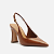 Scarpin Arezzo Marrom Couro Salto Alto Flare Slingback - Imagem 2