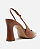 Scarpin Arezzo Marrom Couro Salto Alto Flare Slingback - Imagem 3