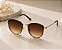 Óculos Arredondado Retrô Metal Dourado com Lentes Degradê Marrom - Imagem 2