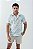 Camisa Social Masculino Manga Curta Linho Estampado - Imagem 1