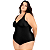 Maiô Plus Size Costas Nuas Tecido Modelador Chapa Barriga - Imagem 5