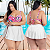 Saída de Praia Feminina Saia Curta Rodada Abotoador Lateral - Imagem 4