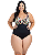 Maio Plus Size Transpassado Estampado Feminino Decote Costas - Imagem 1