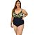 Maio Plus Size Transpassado Estampado Feminino Decote Costas - Imagem 3