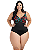 Maio Plus Size Transpassado Estampado Feminino Decote Costas - Imagem 4