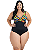Maio Plus Size Transpassado Estampado Feminino Decote Costas - Imagem 5