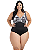 Maio Plus Size Transpassado Estampado Feminino Decote Costas - Imagem 6