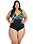 Maio Plus Size Transpassado Estampado Feminino Decote Costas - Imagem 2