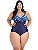 Maio Plus Size Transpassado Estampado Feminino Decote Costas - Imagem 3