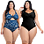 Kit 2 Maiôs Plus Size Chapa Barriga Liso Estampado Com Bojo Removível - Imagem 5